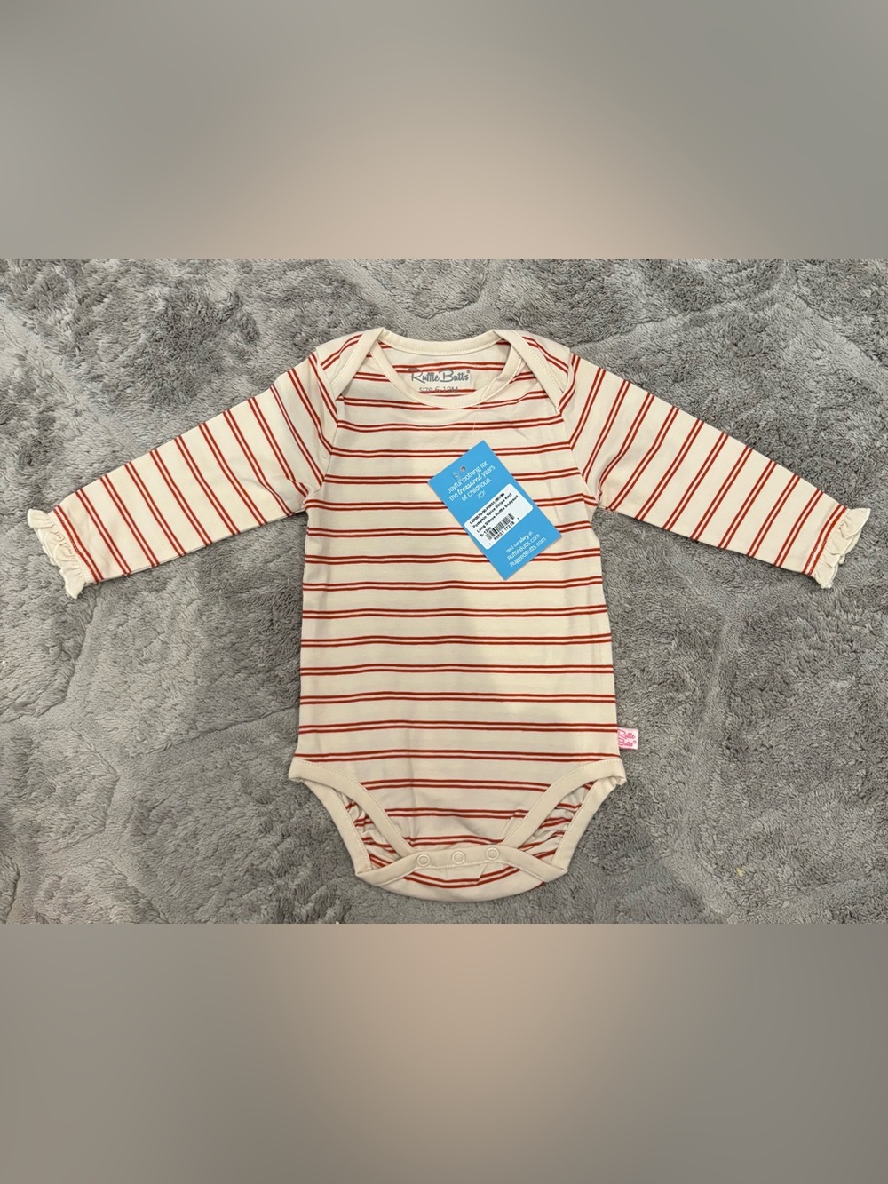 Ruffle Butts Cream Bodysuit with Red Stripes